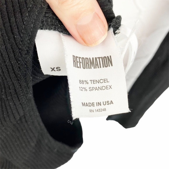 REFORMATION Avalon Plunge Lace Up Bodysuit Black Lace Up XS - Picture 8 of 9